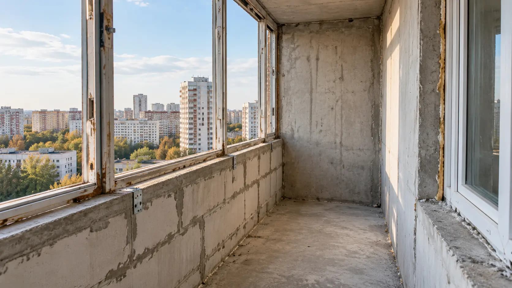 Балкон перед остеклением и отделкой