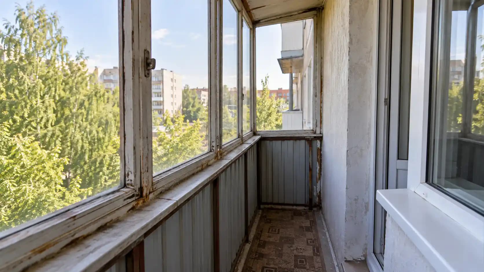 Балкон до остекления с выносом